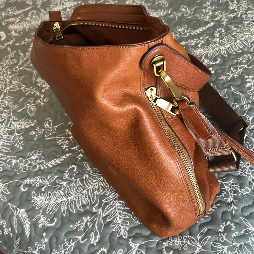 Fossil American vintage Brown Leather Shoulder bag - Picture 2 of 8